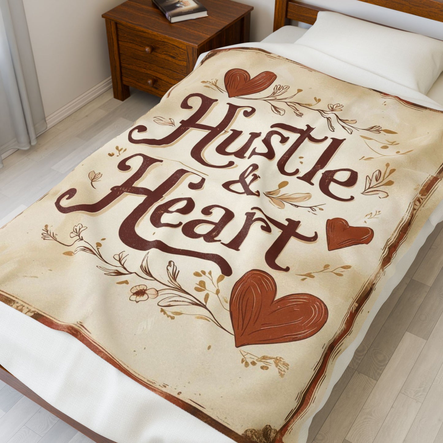 Hustle & Heart Blanket | Entrepreneur Motivational Throw | Business Builder Gift | Inspirational Blanket