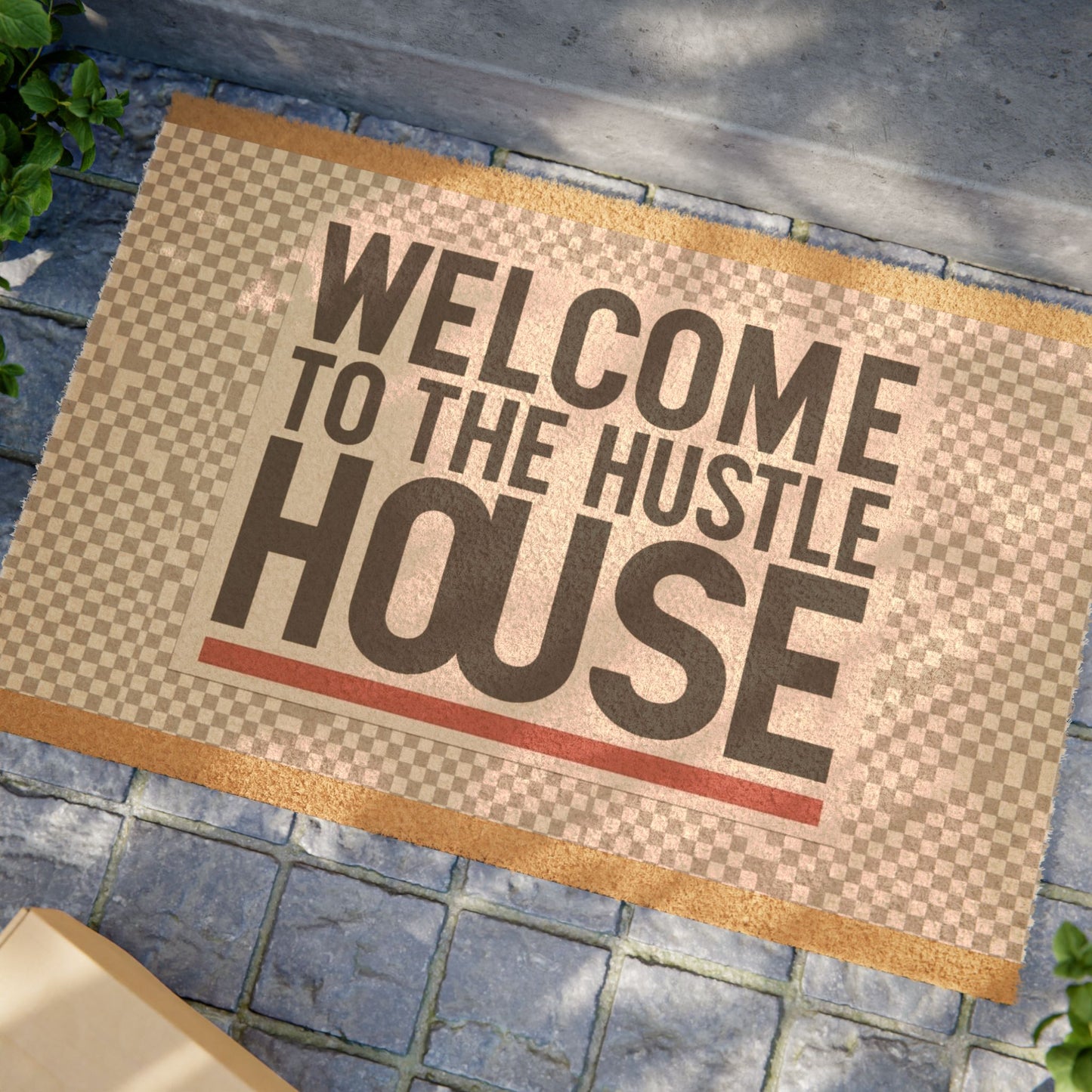 Welcome Hustle House Doormat - Motivational Entry Mat for Entrepreneurs & Home Offices