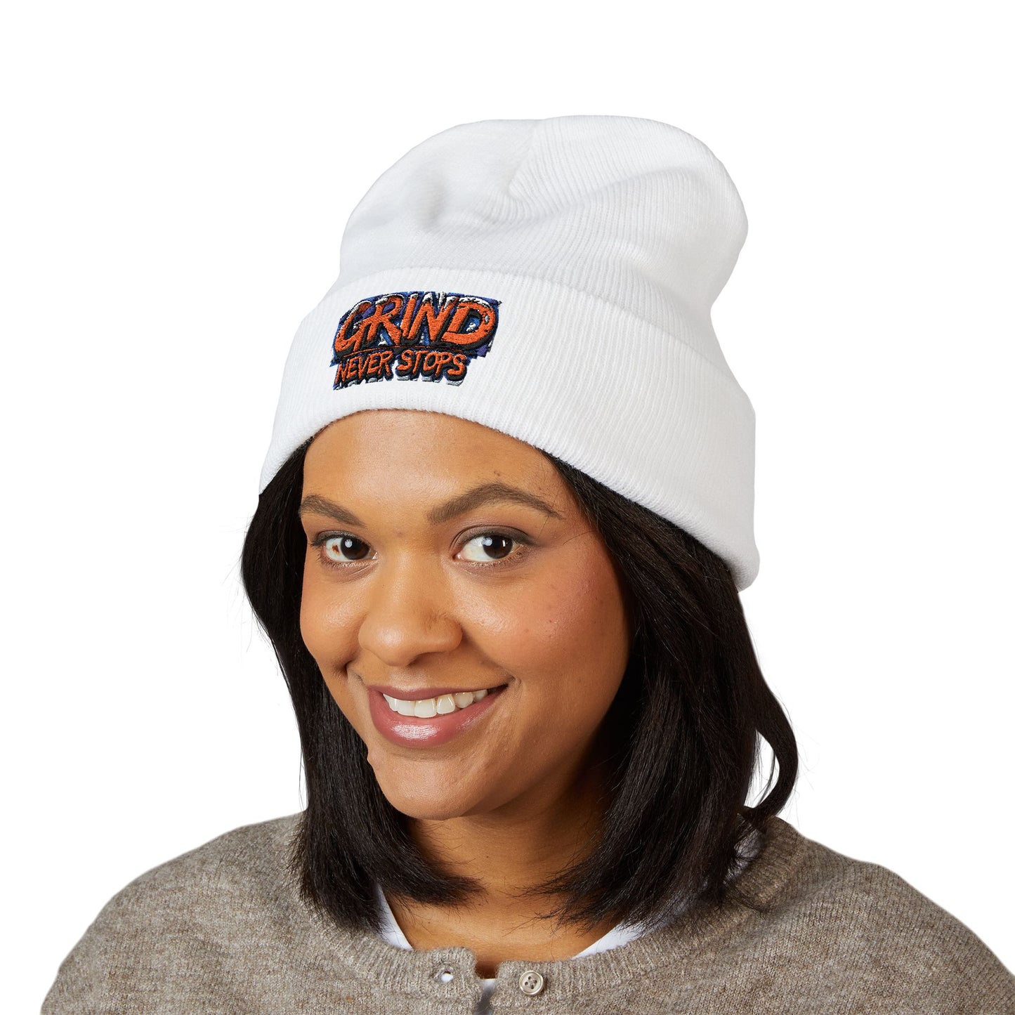 Grind Never Stops Beanie | Entrepreneur Winter Hat | Hustle Motivation Beanie | Business Builder Gift