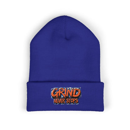 Grind Never Stops Beanie | Entrepreneur Winter Hat | Hustle Motivation Beanie | Business Builder Gift