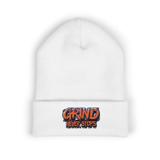Grind Never Stops Beanie | Entrepreneur Winter Hat | Hustle Motivation Beanie | Business Builder Gift