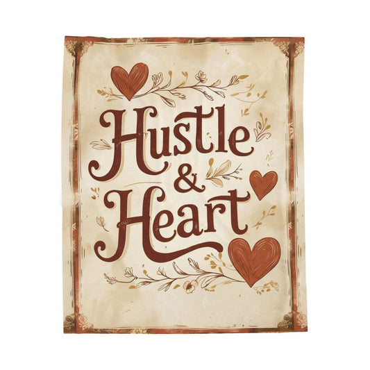 Hustle & Heart Blanket | Entrepreneur Motivational Throw | Business Builder Gift | Inspirational Blanket